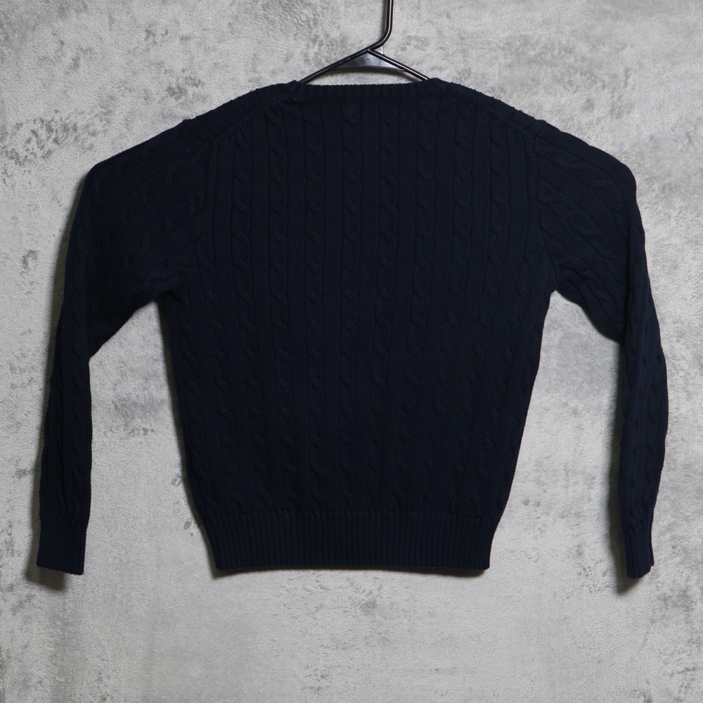 Polo Ralph Lauren Sweater Womens Large Navy Blue Cable Knit Cotton Preppy Casual - Picture 3 of 8